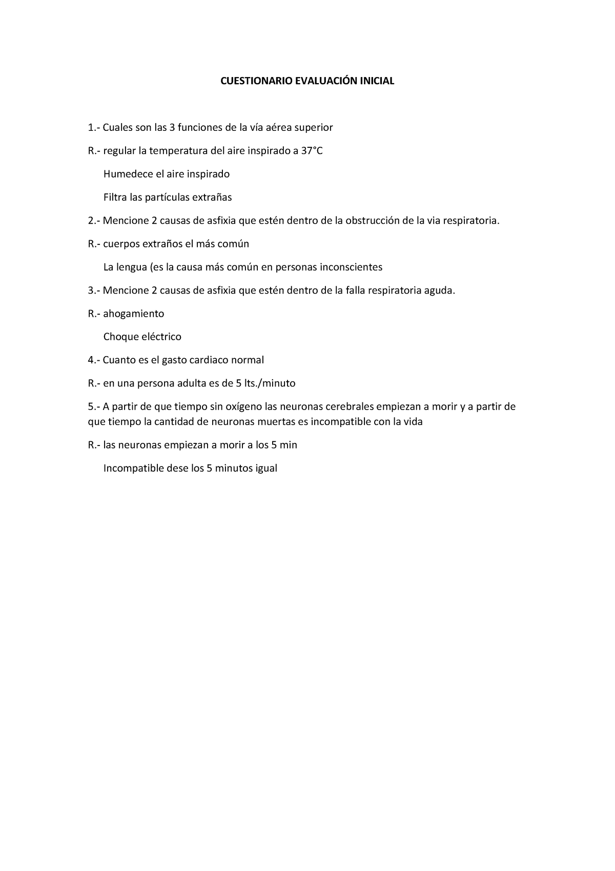 Cuestionario Evaluación Inicial 1 - CUESTIONARIO EVALUACI”N INICIAL 1 ...