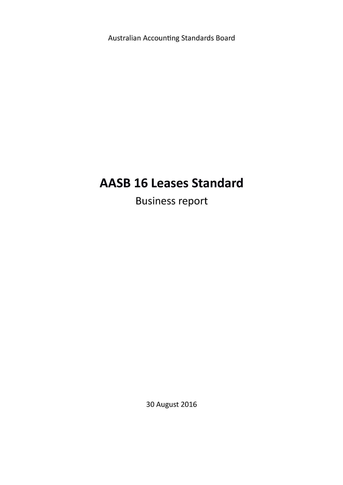 AYB 200 Business Report - Australian Accounting Standards Board AASB 16 ...