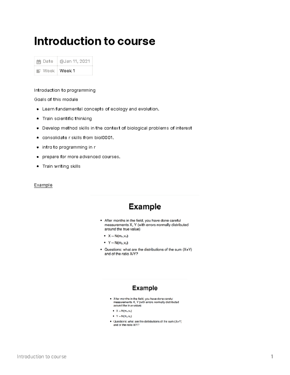 Introduction to course - Date Week Week 1 Introduction to programming ...