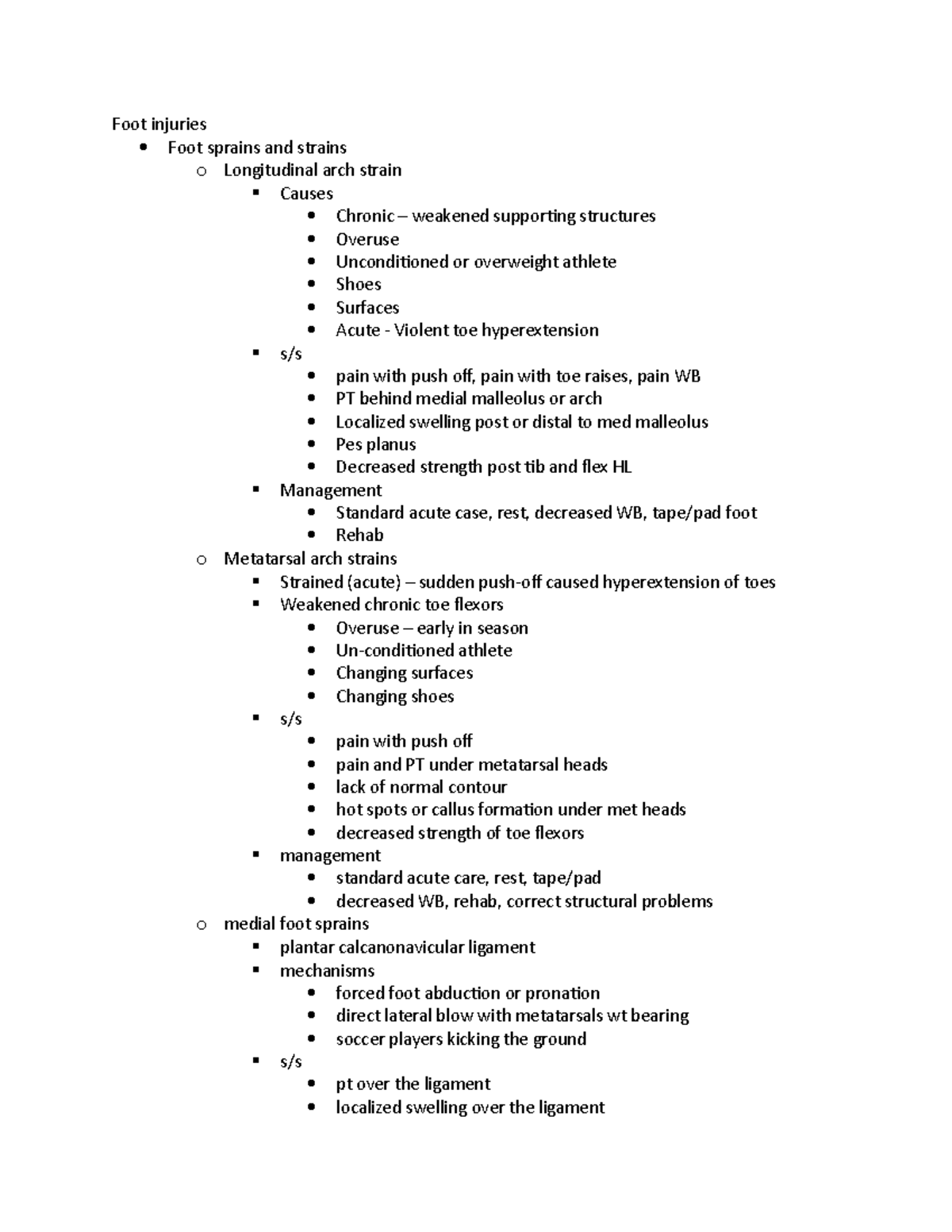 Foot injuries - foot injury lecture notes - Foot injuries Foot sprains ...