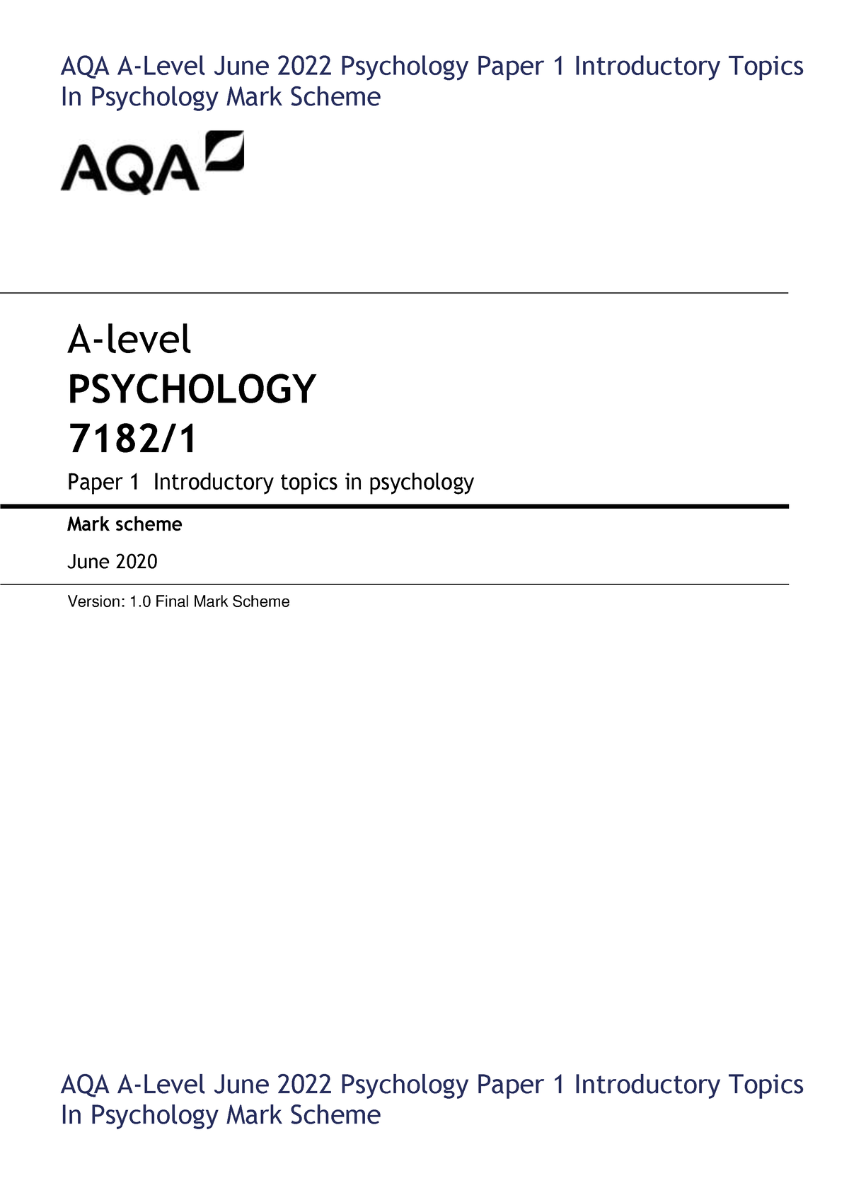 aqa psychology essay mark scheme