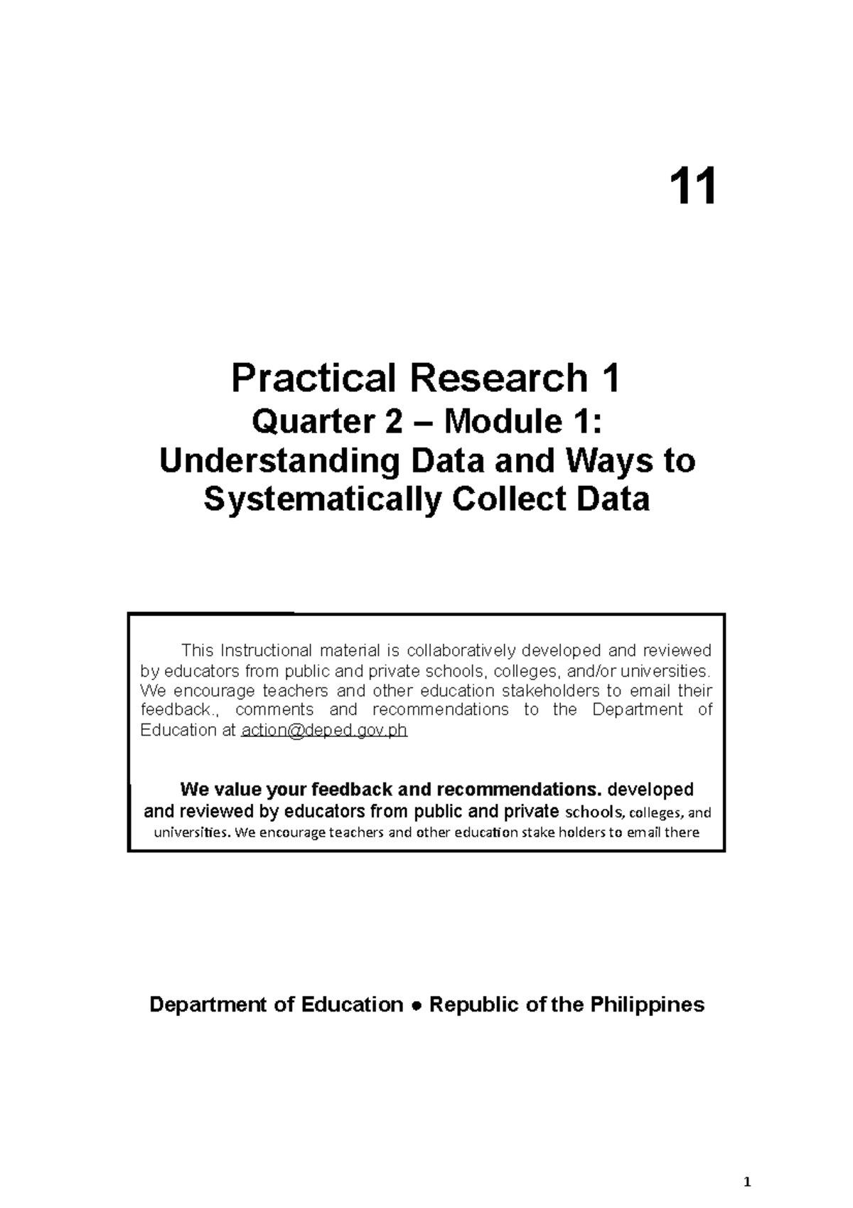 For Printing Practical Research 1 Q2 Module 1 11 Practical Research 1 Quarter 2 Module 1 7807