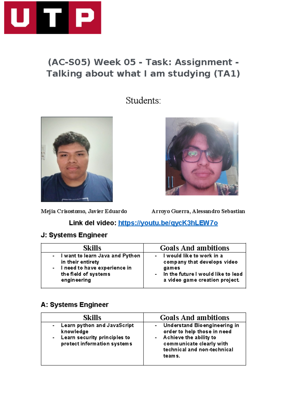 (AC-S05) Week 05 - Task- Assignment - Talking about what I am studying ...