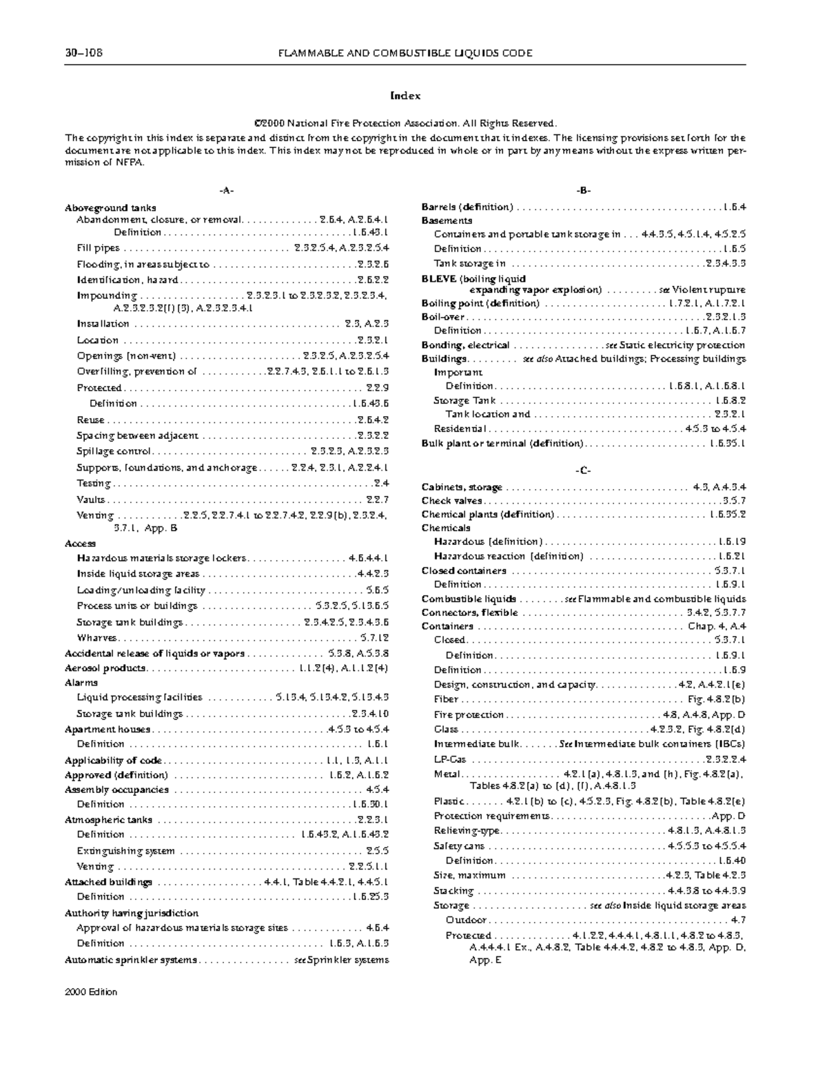 003000 National Fire Protection Association 30 108 FLAMMABLE AND