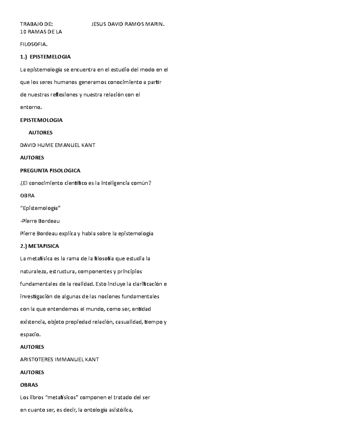 10 Ramas DE LA FILOSOFIA - 10 RAMAS DE LA FILOSOFIA. 1.) EPISTEMELOGIA ...