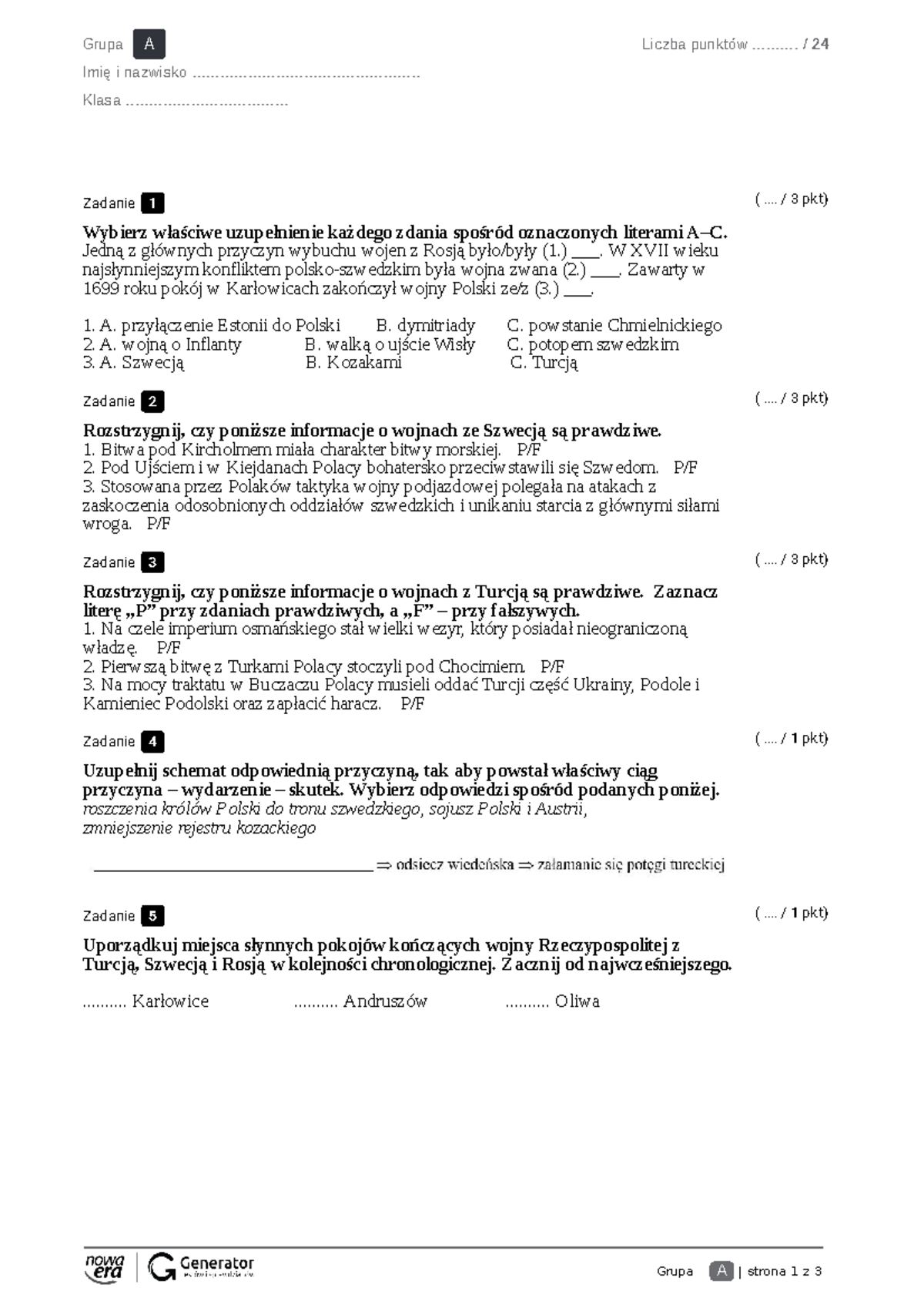 Test-rozdzial-3 - prosze - Grupa A | strona 1 z 3 Grupa A Imię i