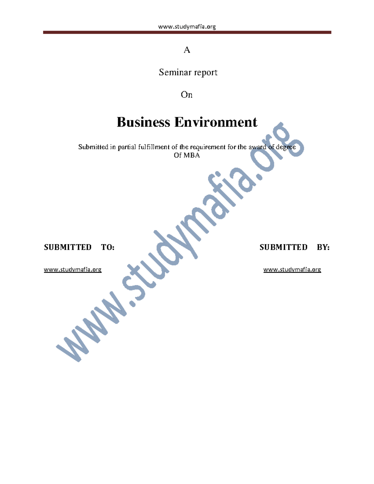 MBA Business Environment Report - A Seminar report On Business ...