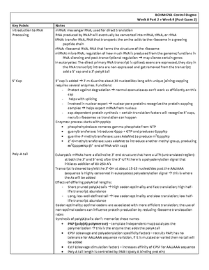 Dogma section 1 notes - BCHM Week 1: 1/10/22 – 1/14/ Key Points Notes ...