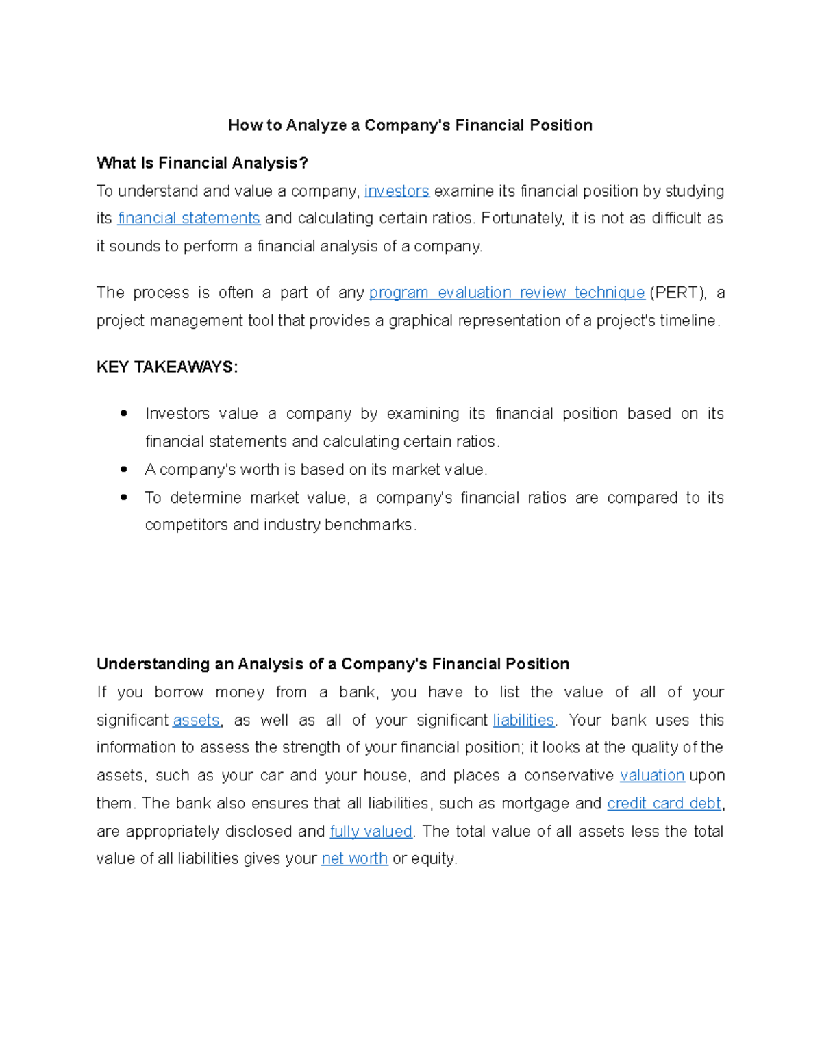 Financial Chapter in Feasib - How to Analyze a Company's Financial ...