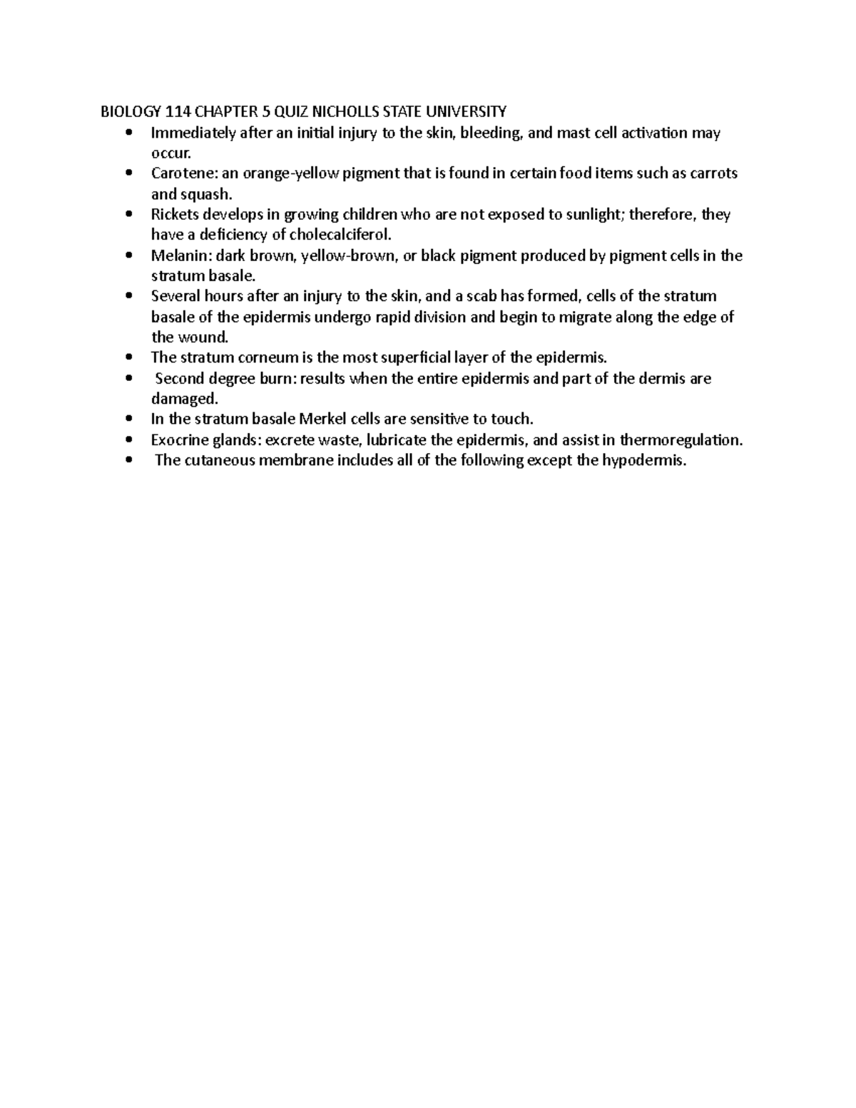 Biology 114 Chapter 5 QUIZ Nicholls State University - BIOLOGY 114 ...