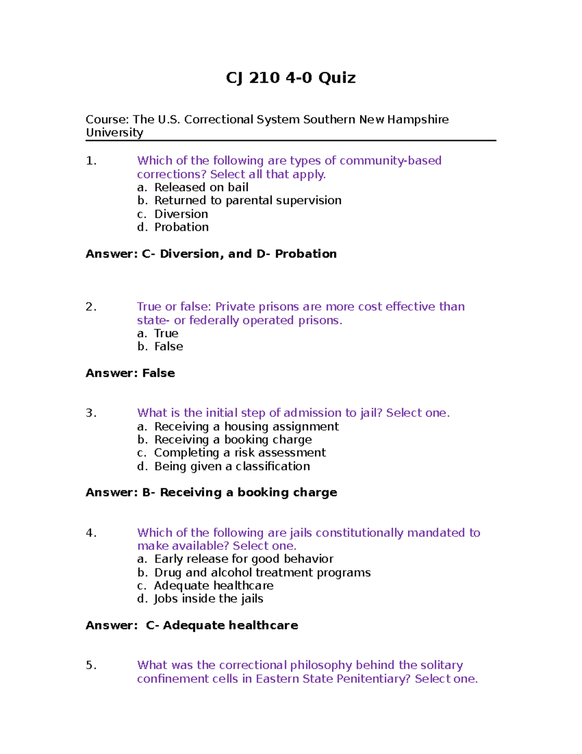 CJ 210 4-0 Knowledge Check - CJ 210 4-0 Quiz Course: The U ...