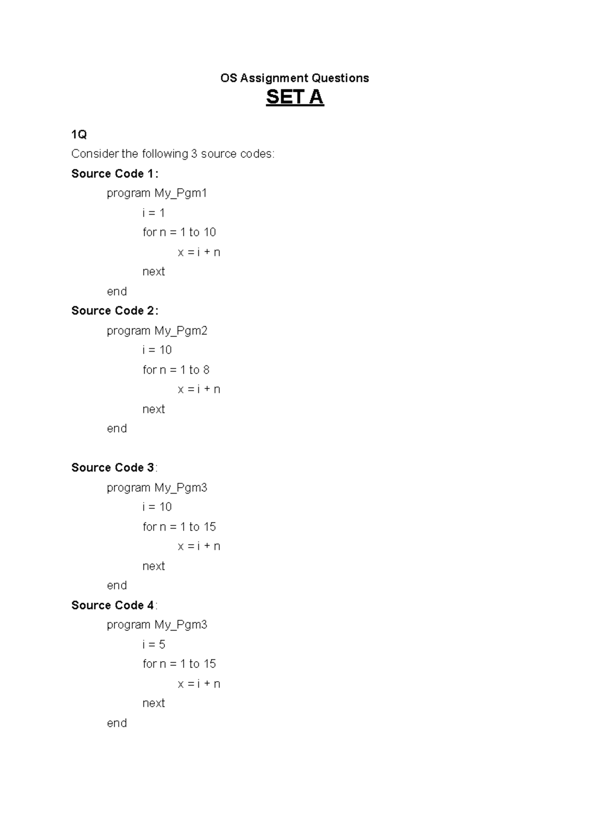 Assignment Questions - OS-Consolidated - OS Assignment Questions SET A ...