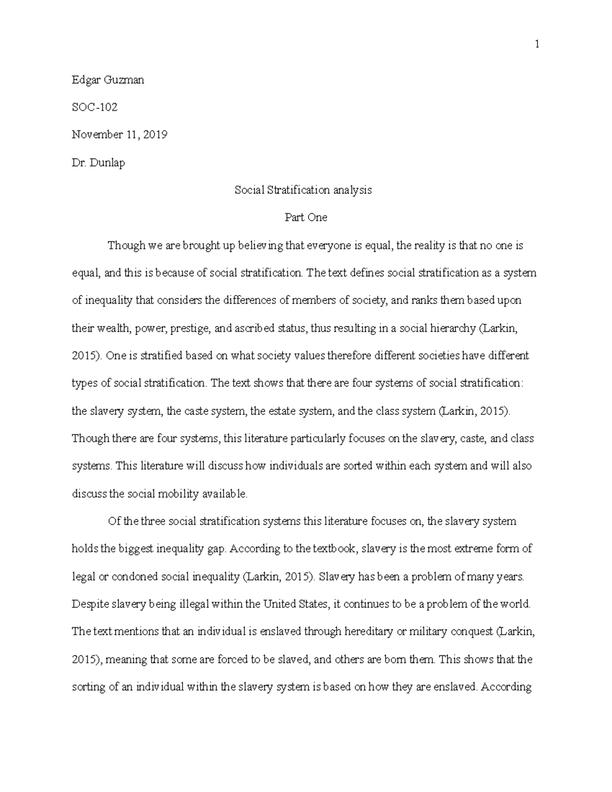 social stratification analysis essay