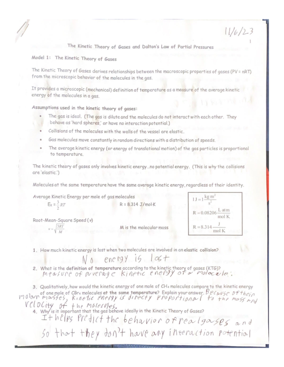 Pogil KTG and Dalton's Law Filled - CHM 101 - Studocu