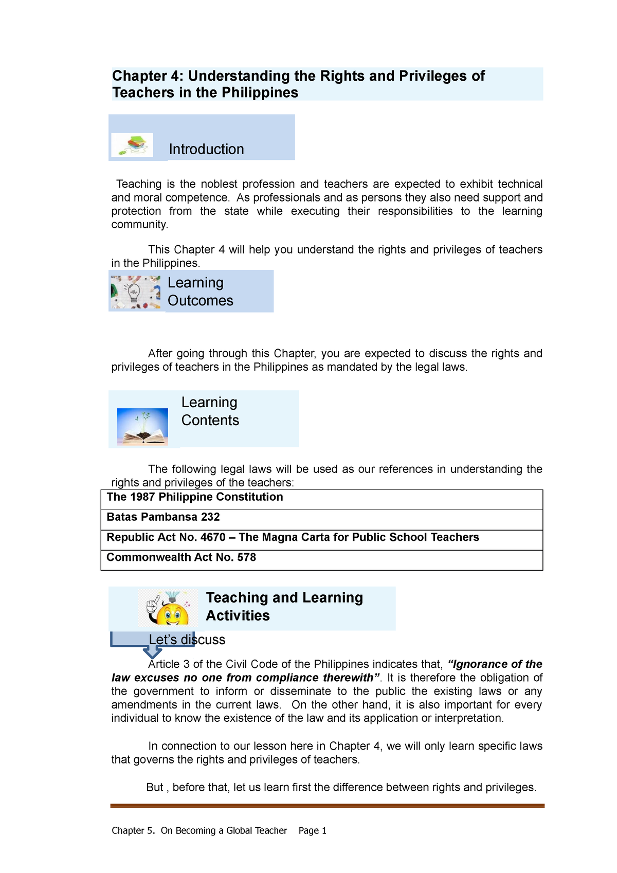 Chapter 4 Rights And Privileges Of Teachers In The Philippines 