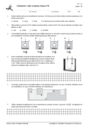 Nowa Era Sprawdzian Fizyki Ciśnienie I Siła Wyporu www.studocu.com