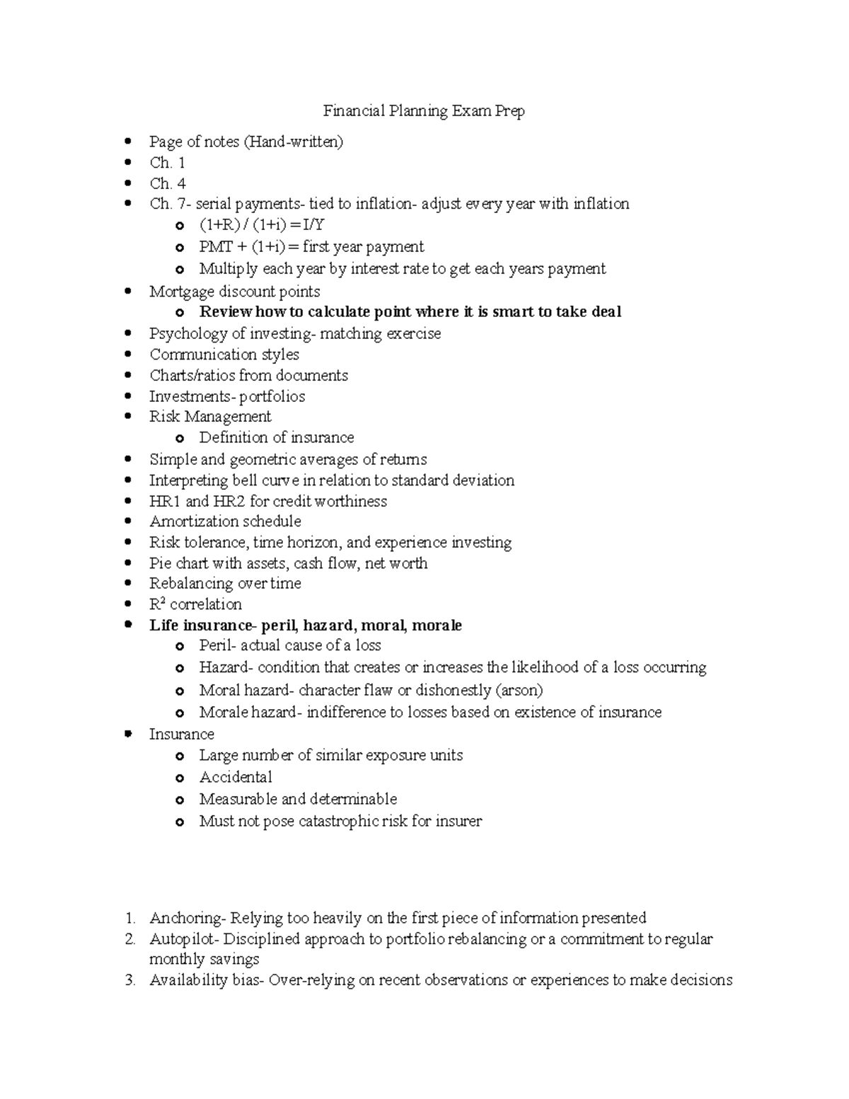 Exam 1 Study Guide Financial Planning Exam Prep Page of Studocu