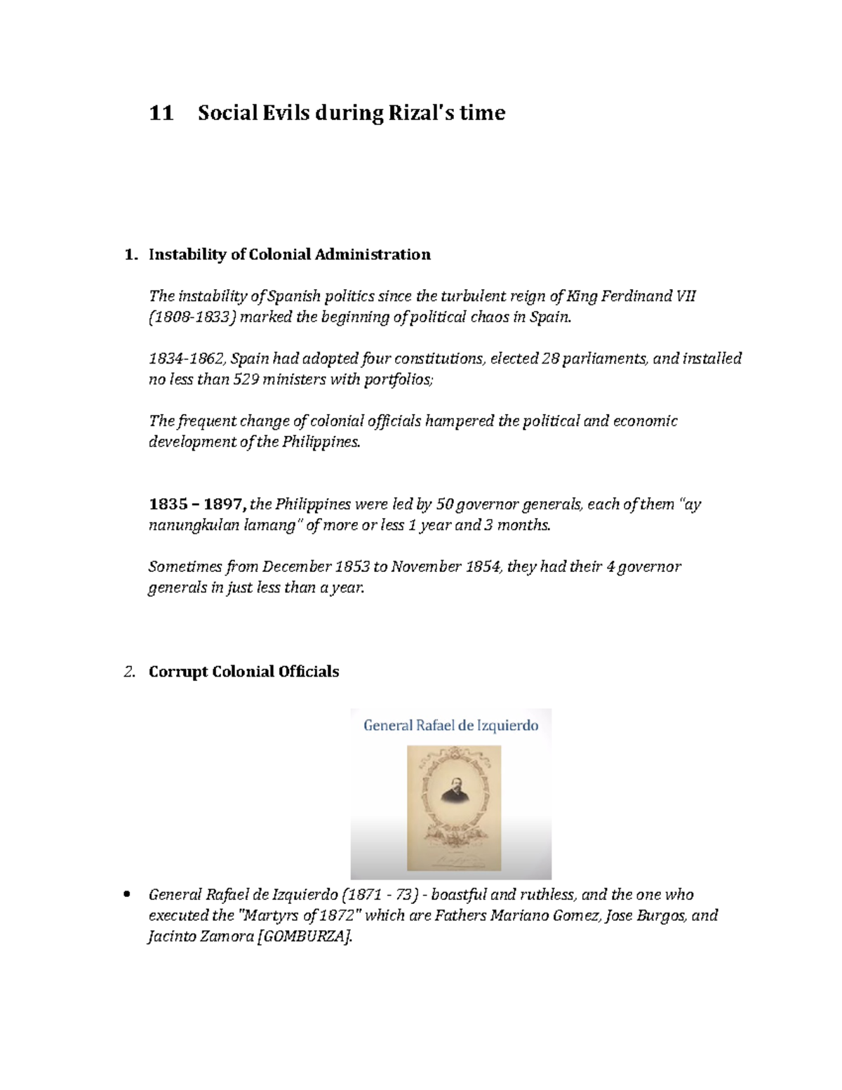 Social Evils during Rizal's time - Instability of Colonial ...