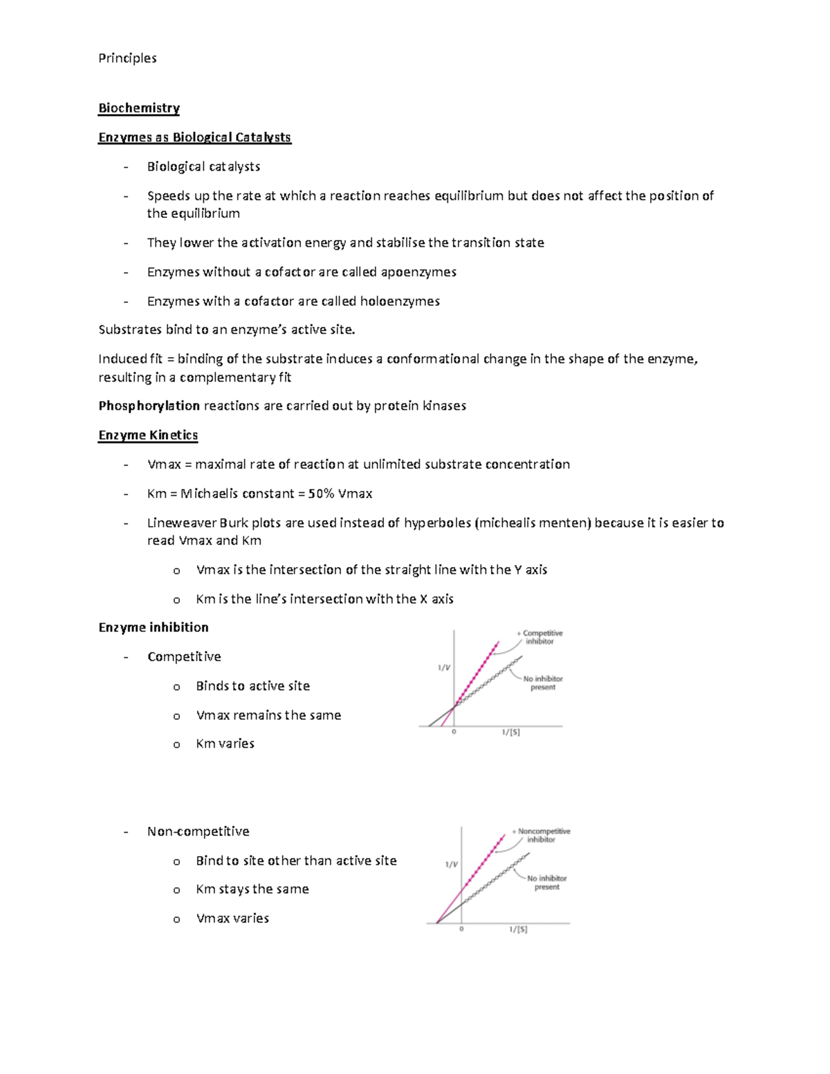 Principles Overview Biochemistry Enzymes as Biological Catalysts
