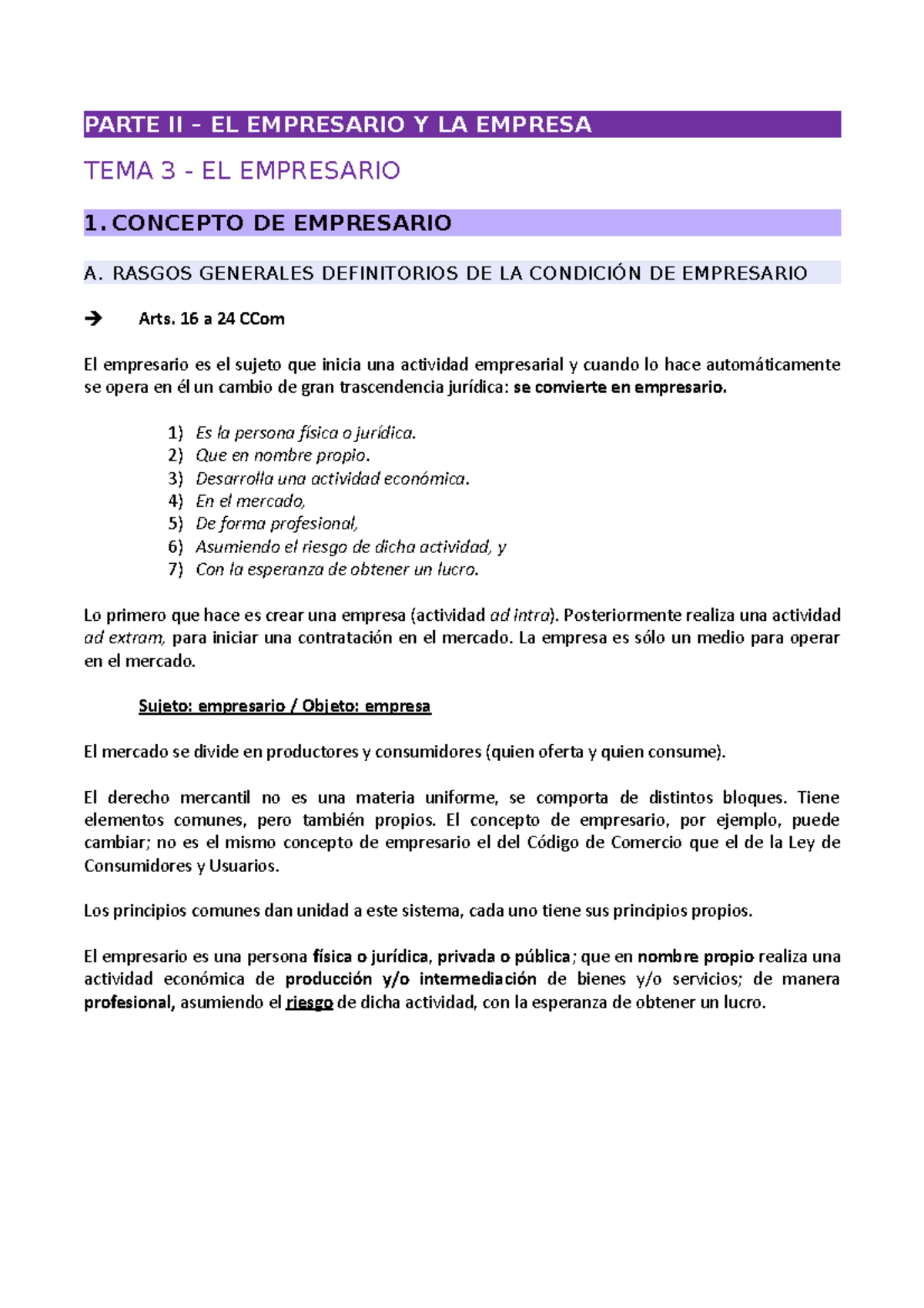 TEMA 3 - EL Empresario - Apunts - PARTE II – EL EMPRESARIO Y LA EMPRESA ...