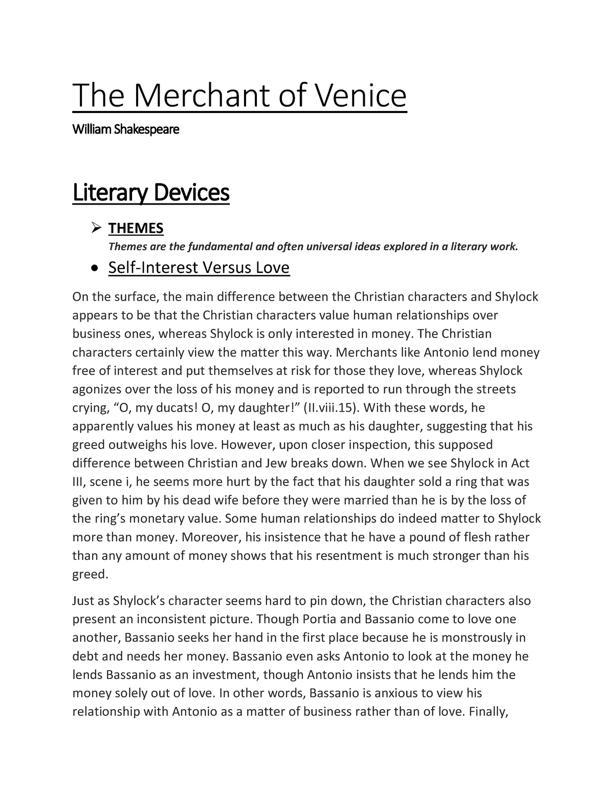 Merchant of Venice Class 10th English - Question Answers and Summary