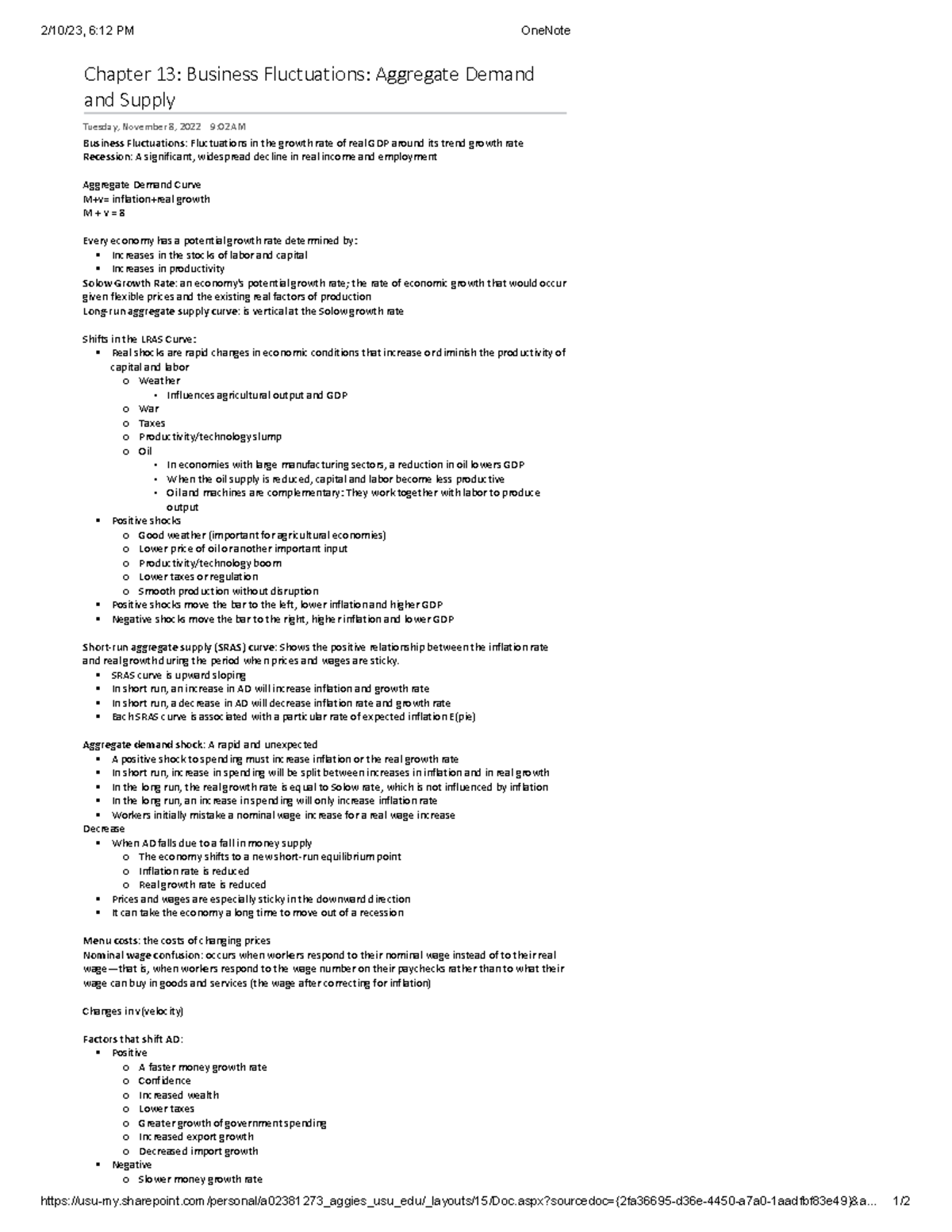 Chapter 13 Business Fluctuations Aggregate Demand and Supply 2/10