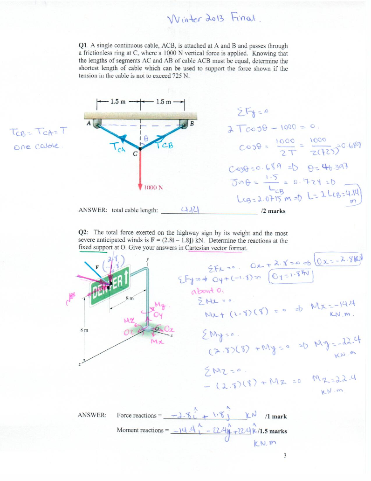Past Final Exams answers - Engineering 202 - Studocu