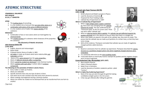 General Chemistry Summary - Table of Contents Unit 1: Atomic Structure ...