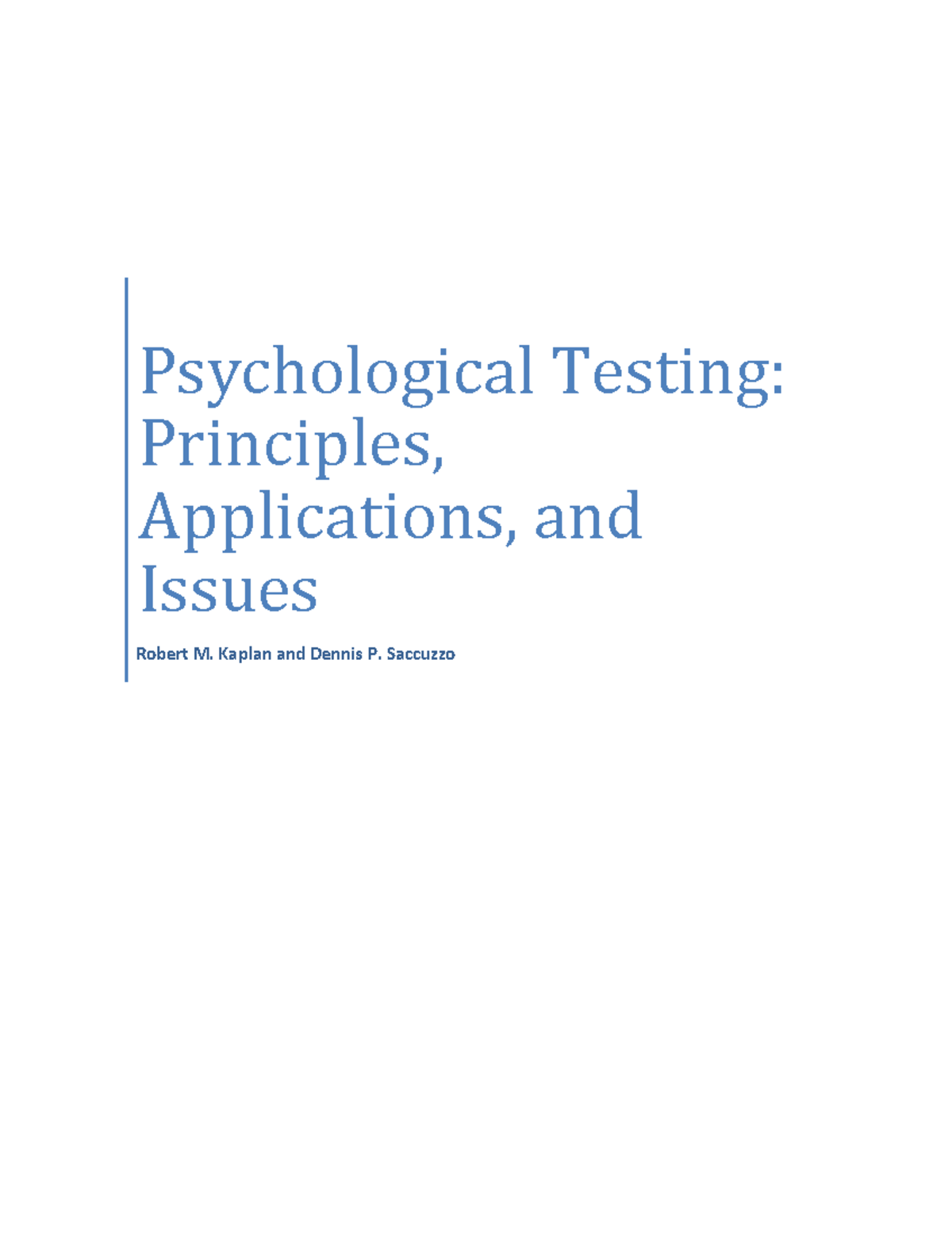 Psychological Assessment Reviewer (Kaplan) - Psychological Testing ...