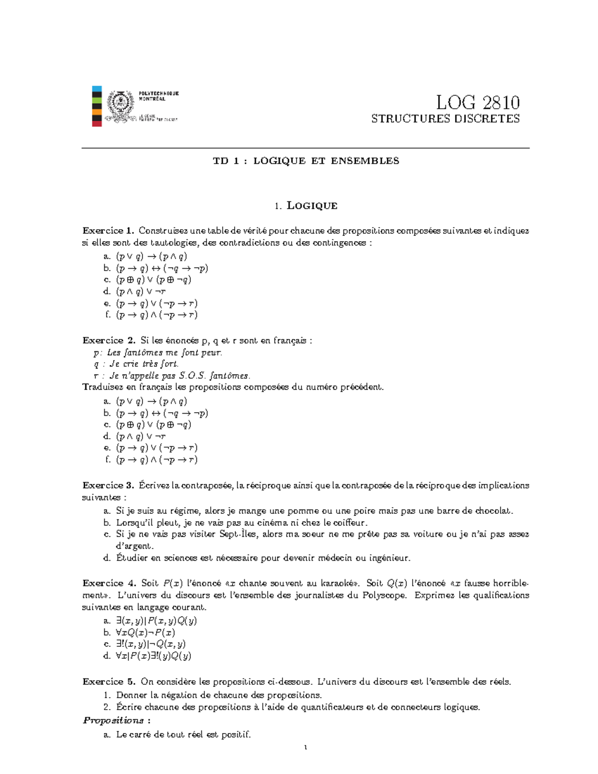 TD 1 Log2810 H2019 - TD1 - LOG2810 - Polytechnique De Montréal - Studocu