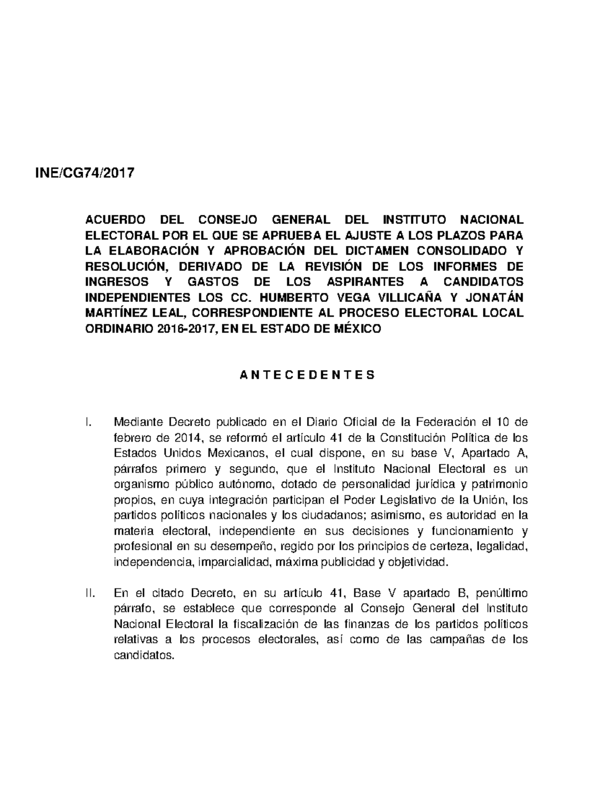 CGex2017 03 28 Ap 6 - Es Un Acuerdo Del INE - INE/CG74/ ACUERDO DEL ...