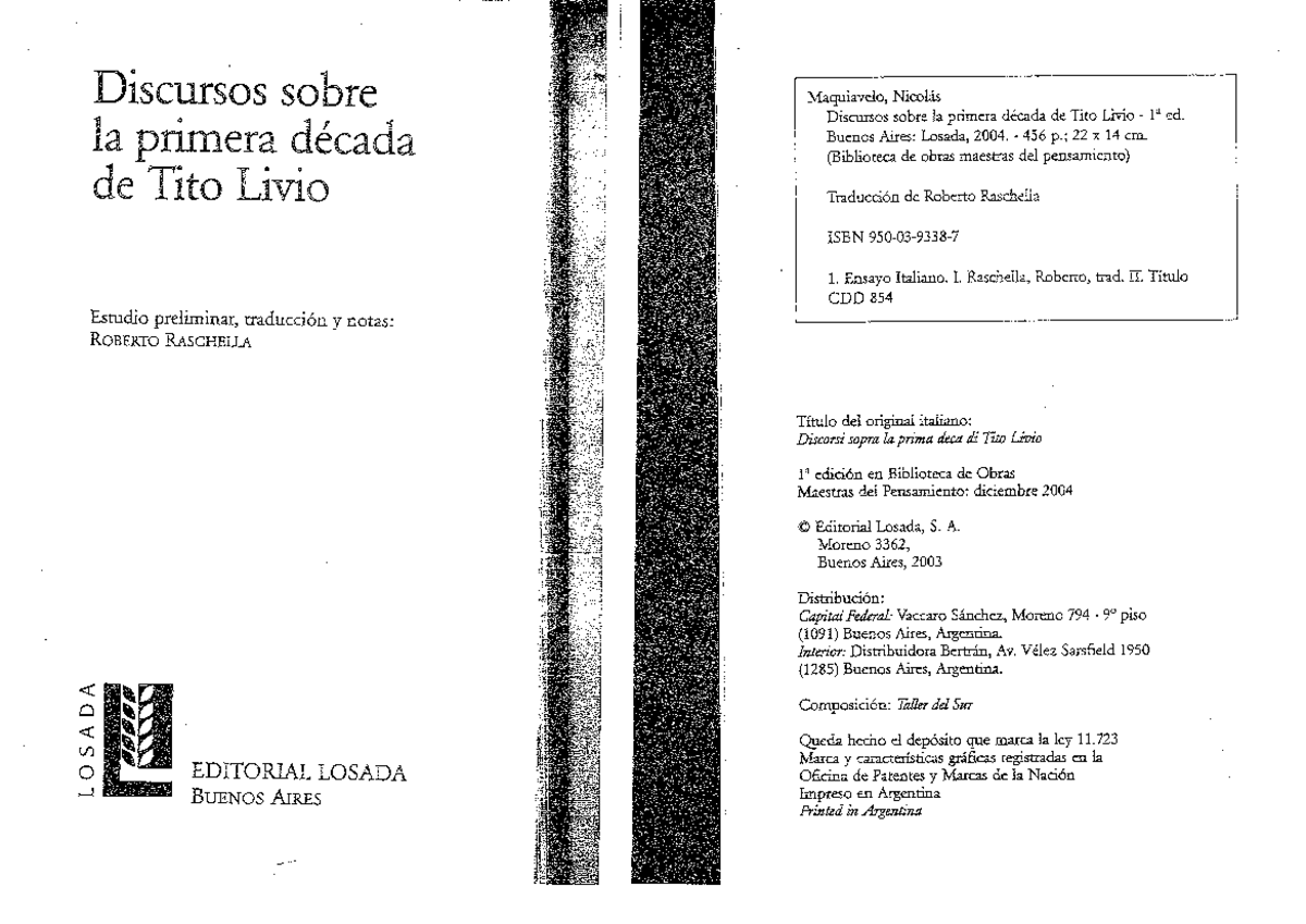 1. Maquiavelo - Discursos sobre la primera década de Tito Livio