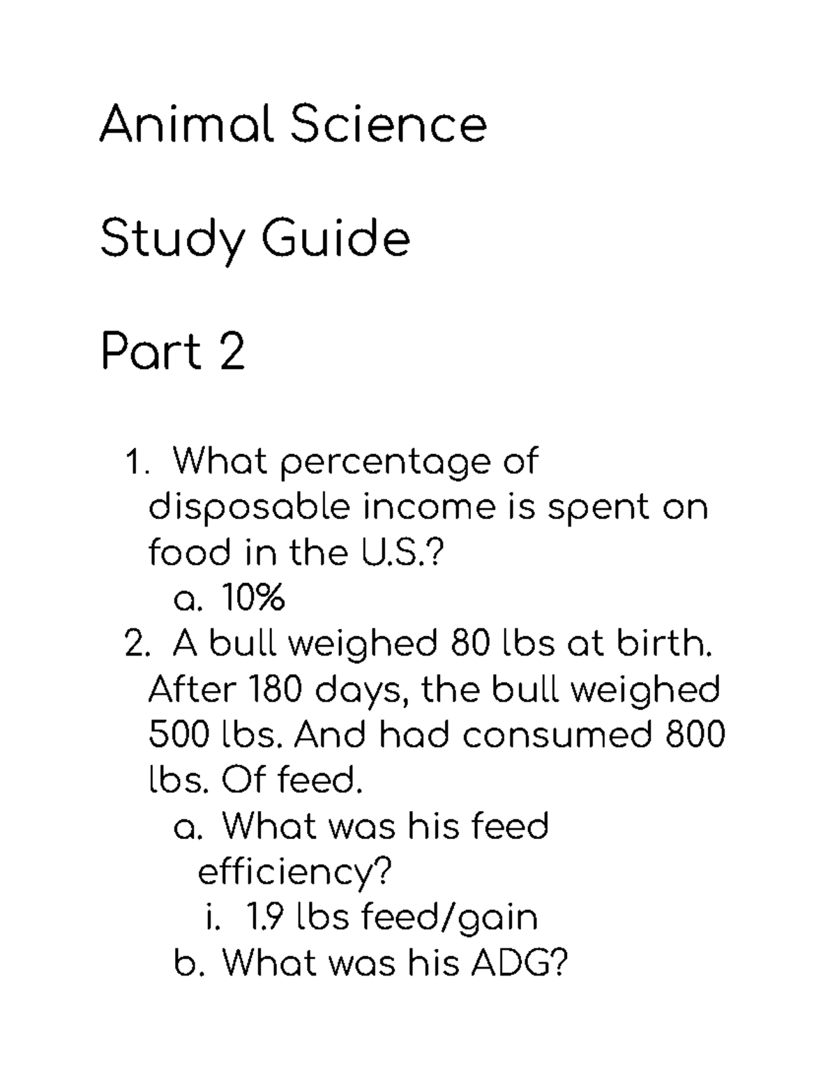 Animal Science - notes - Animal Science Study Guide Part 2 What ...