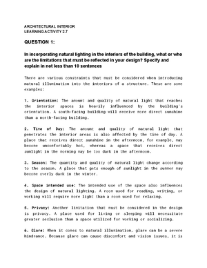 Learning Activity 3.4 Architectural Interior - ARCHITECTURAL INTERIOR ...