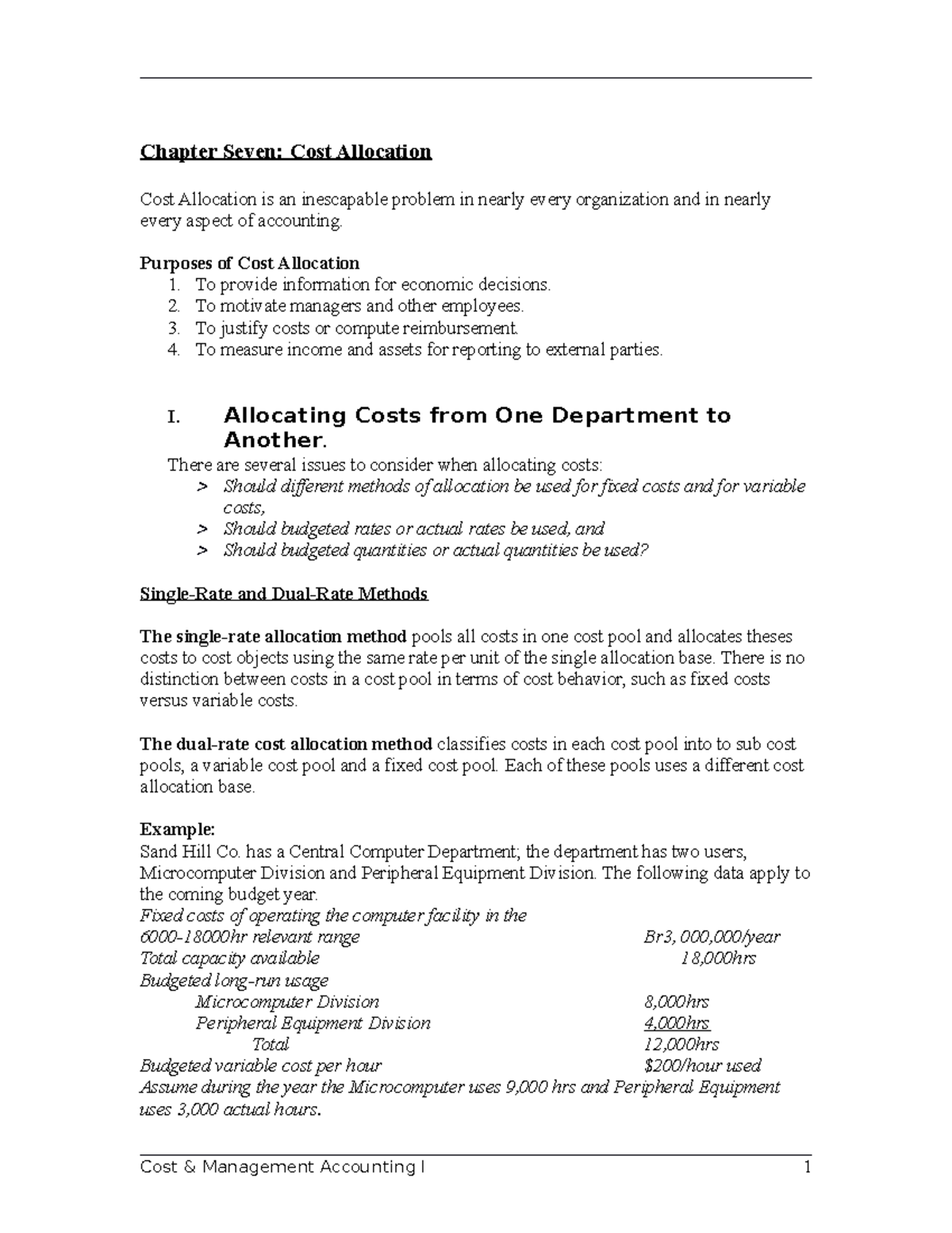 Chapter 5 Cost This material is from my teacher Chapter Seven