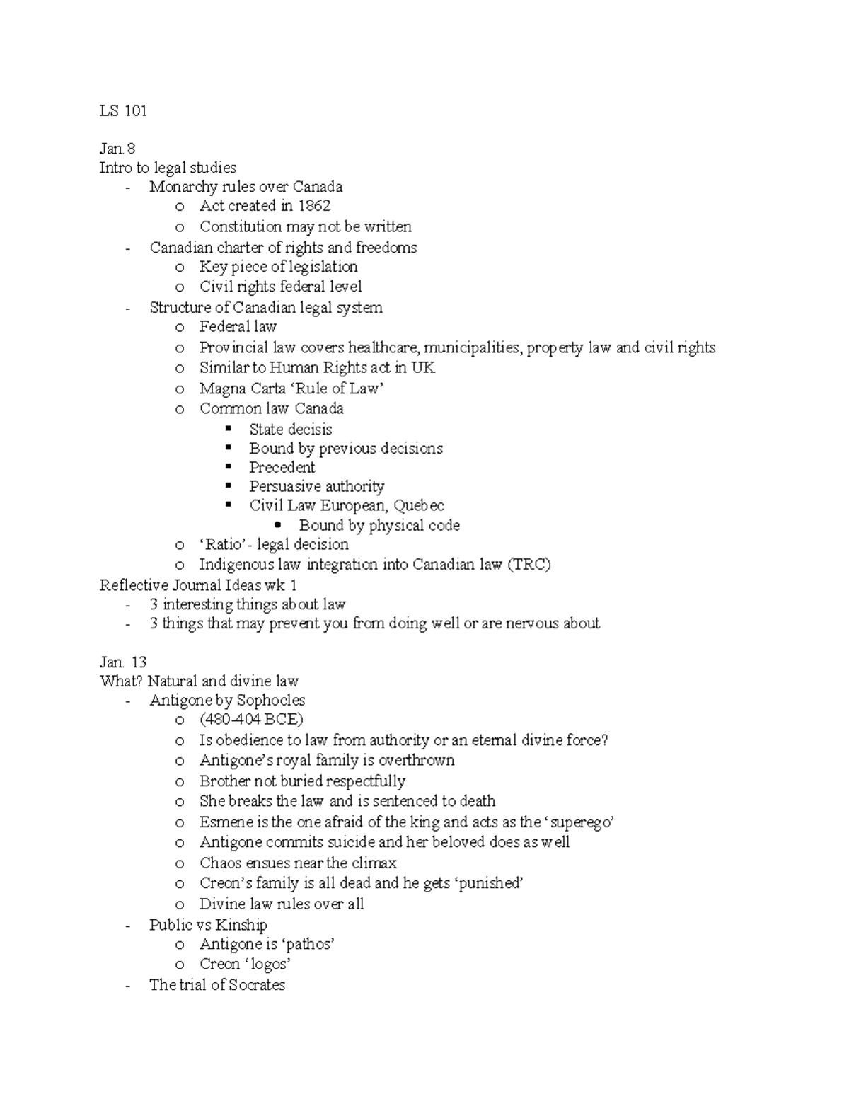 LS 101 Lecture Notes - LS 101 Jan. Intro to legal studies - Monarchy ...