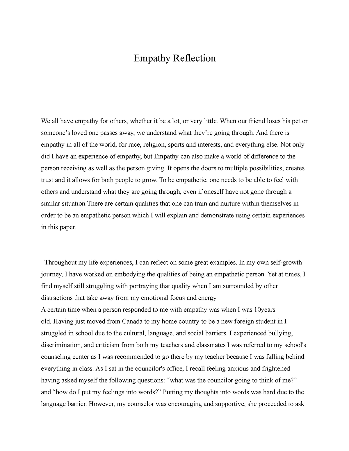 empathy reflection essay