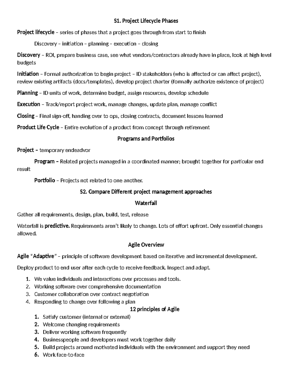 CBT Nuggets Project S1. Project Lifecycle Phases Project lifecycle