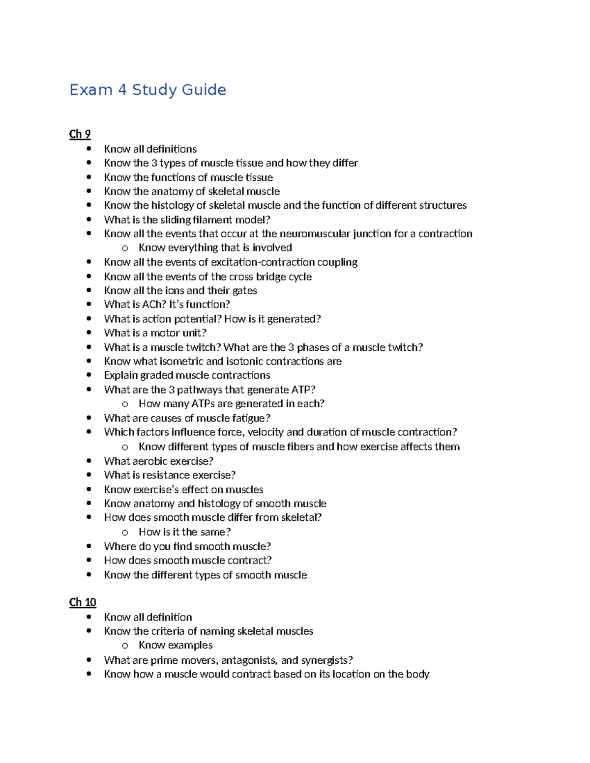 Exam 4 Study Guide - Summary anatomy and physiology - Exam 4 Study ...