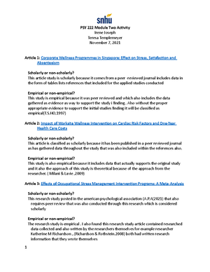 PSY222 Module Two Activity- Completed - PSY 222 Module Two Activity ...