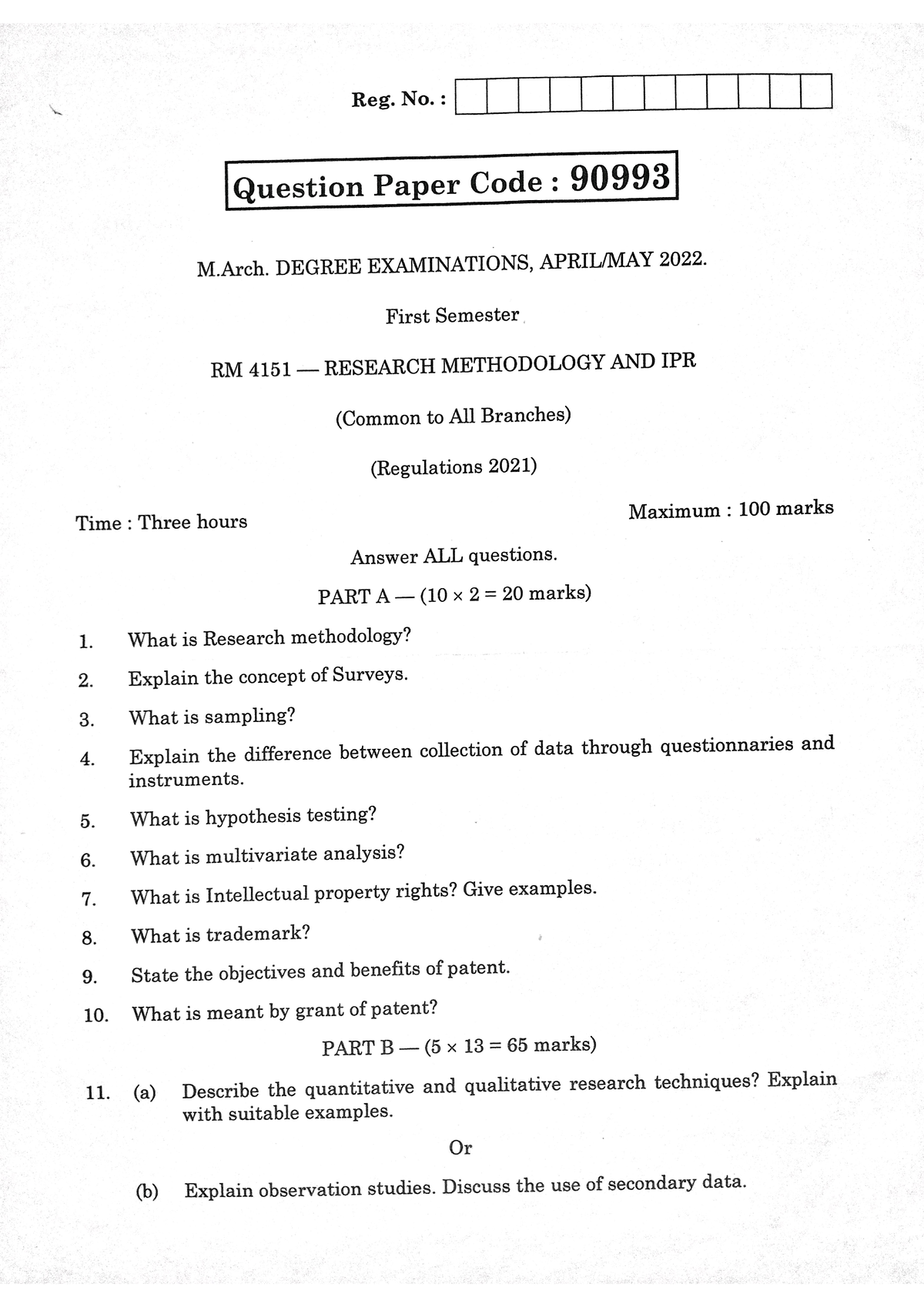 research methodology and ipr vtu question paper
