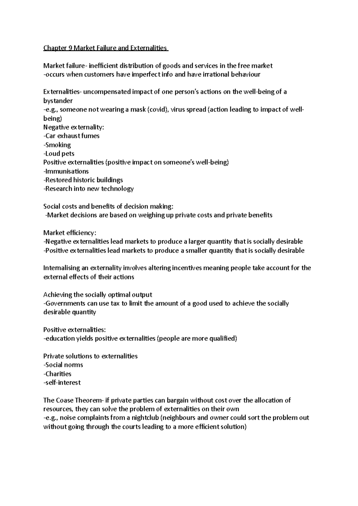 Chapter 9 Market Failure and Externalities - Chapter 9 Market Failure ...
