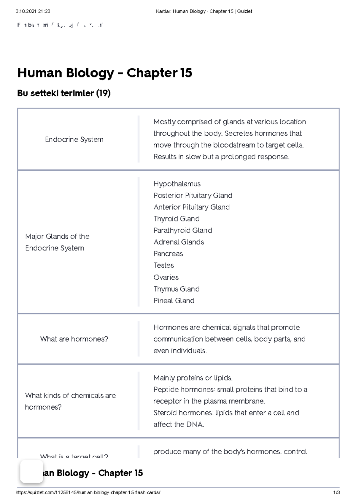 Ch15-quizlet - Chapter Worksheets - Biology - Hacettepe - Studocu