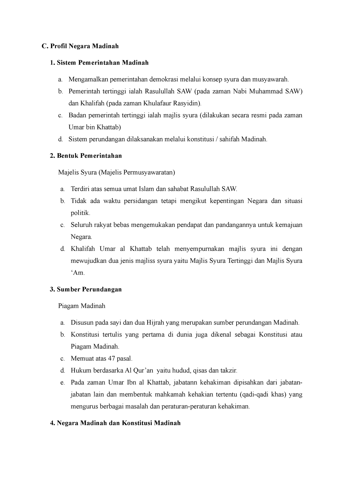 Islam Pada Masa Nabi Muhammad Saw 3 C Profil Negara Madinah Sistem Pemerintahan Madinah A 3755