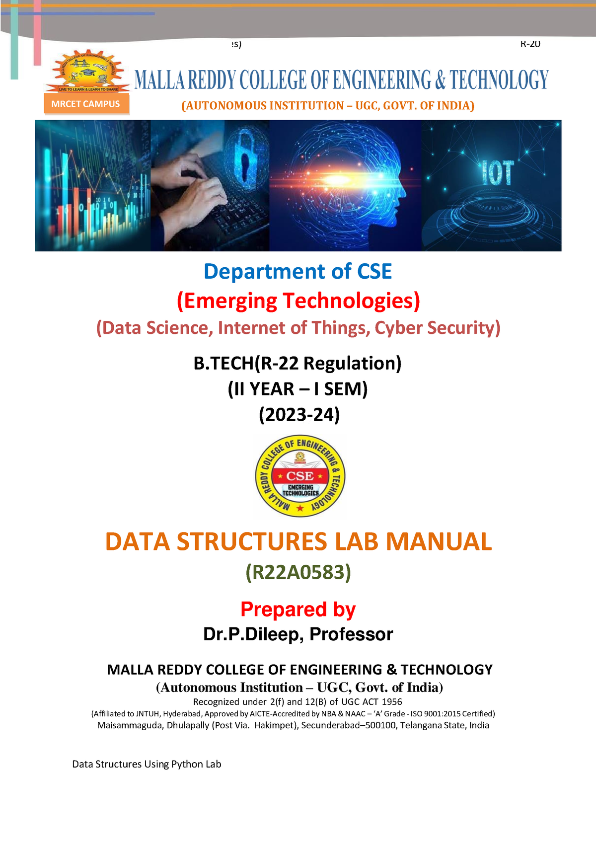 DATA Structures LAB - B – CSE (Emerging Technologies) R- 20 MRCET ...