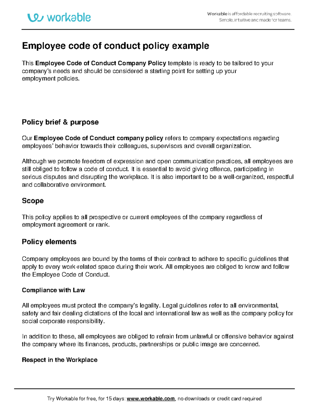 Employee code of conduct company policy - Employee code of conduct ...