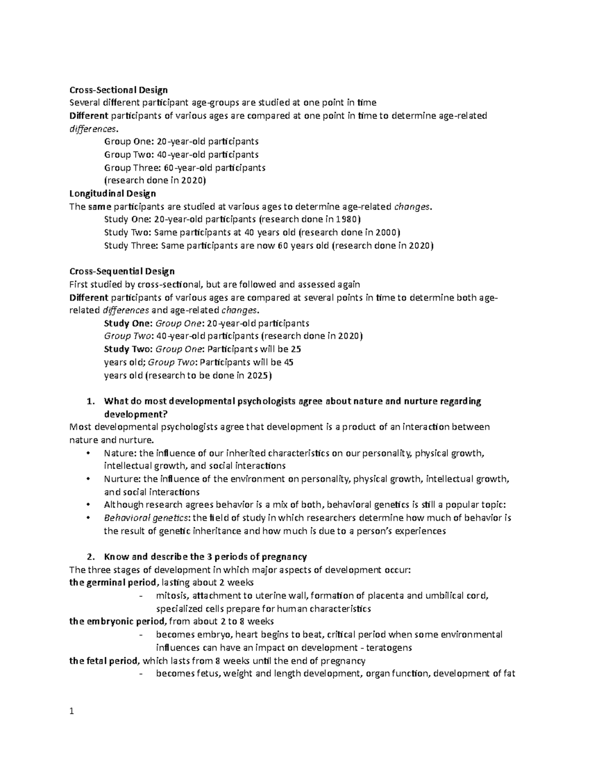 EXAM III study guide - updated copy - Cross-Sectional Design Several ...