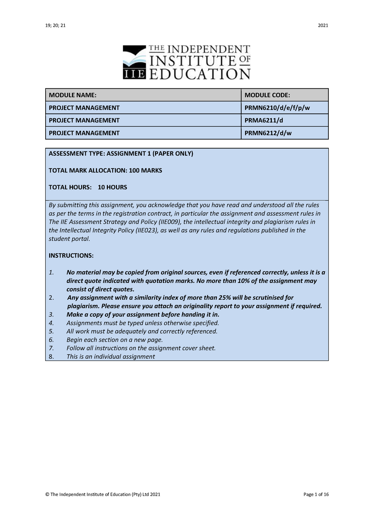 rosebank college assignment cover page pdf