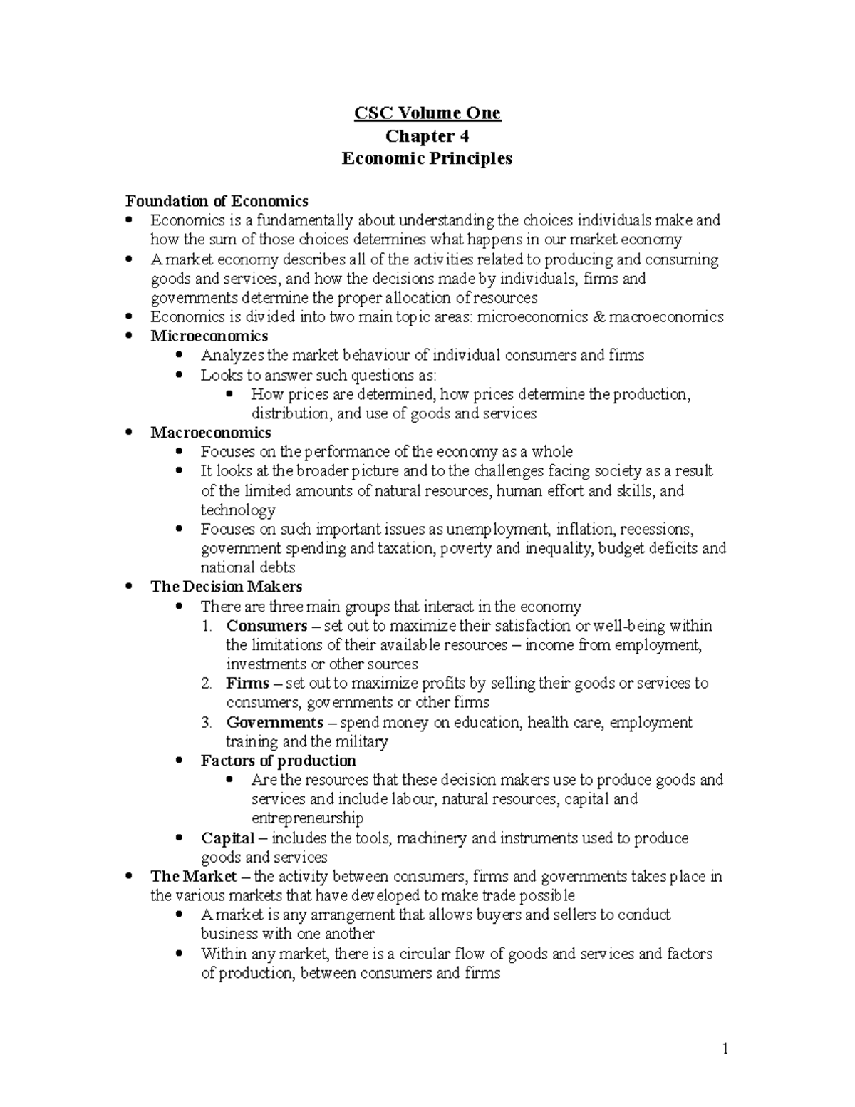 CSC Volume 1 (ch4) - CSC Volume One Chapter 4 Economic Principles ...