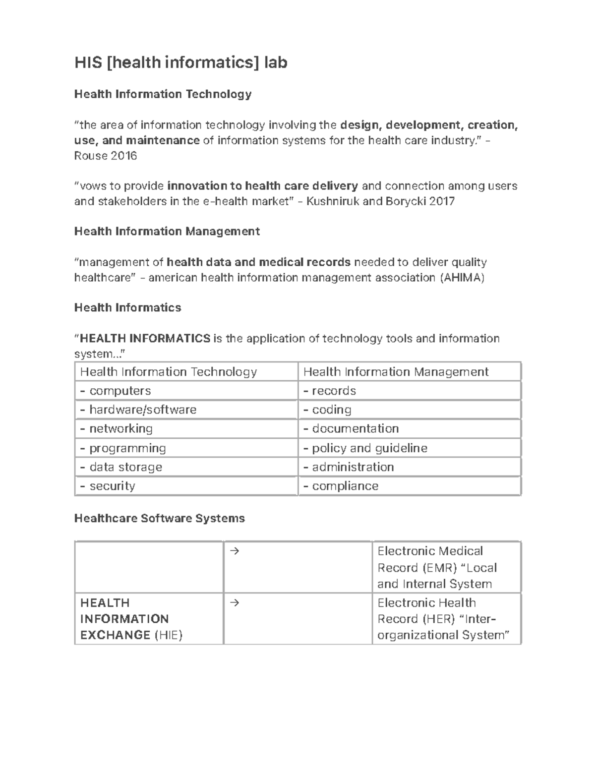 HIS [health informatics] lab - HIS [health informatics] lab Health ...